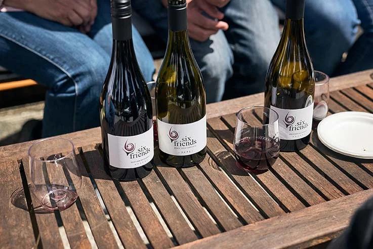 Bottles of wine on table